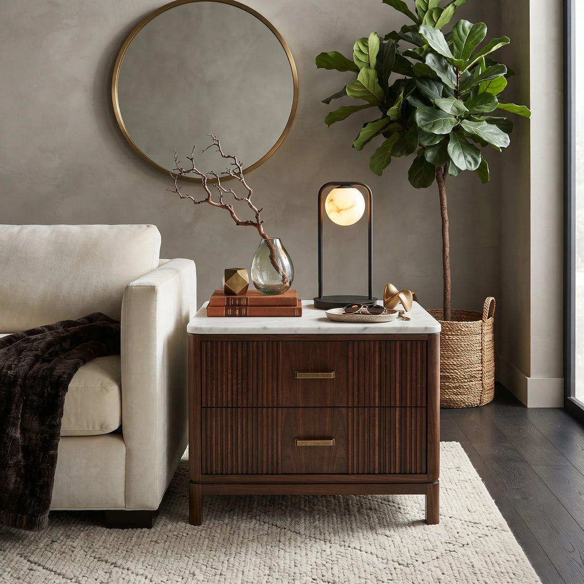 Lunar Halo Lamp in alabaster for Living Room by AUVIELIGHT