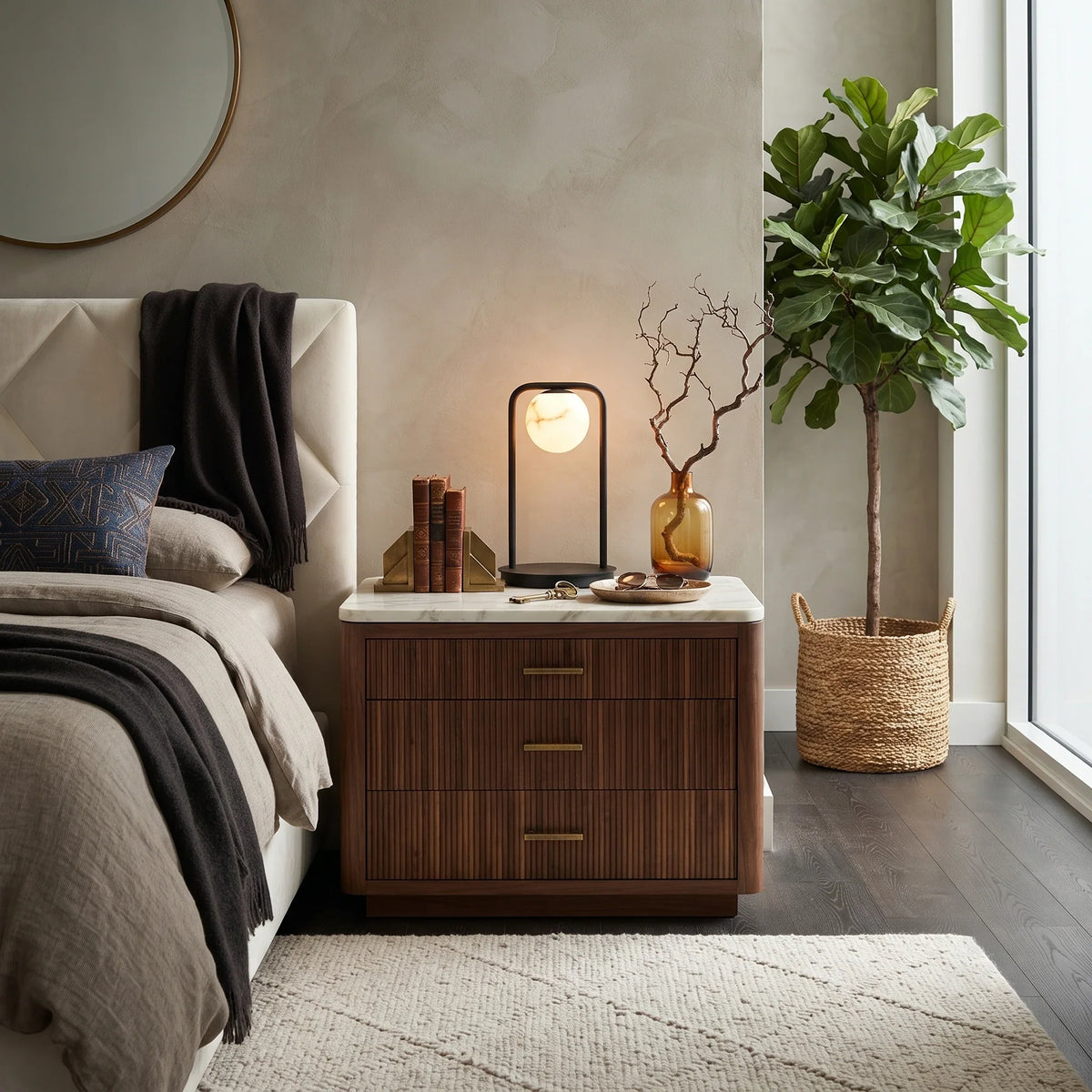Lunar Halo Lamp in alabaster for Living Room by AUVIELIGHT