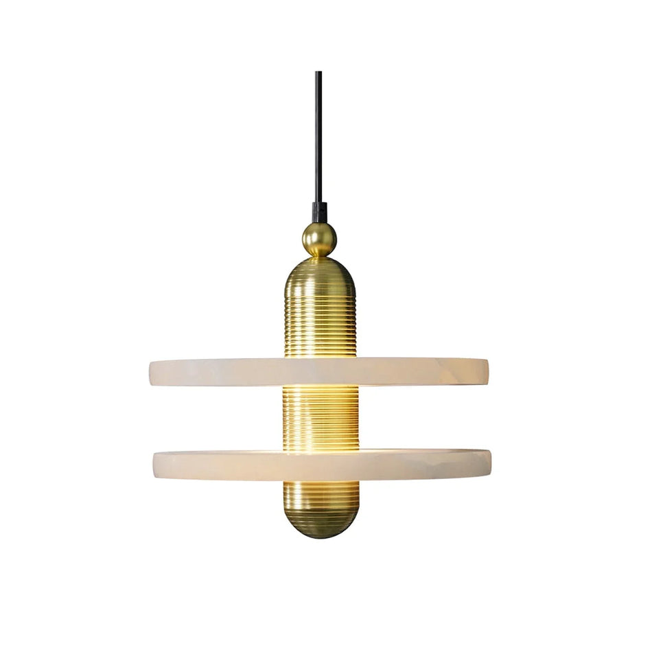 Comet Pendant Light in alabaster for Kitchen Island by AUVIELIGHT, Dia 28cm x H 20cm / ∅ 11″ x H 7.9″ / Gold / Warm Light and 1 other sizes