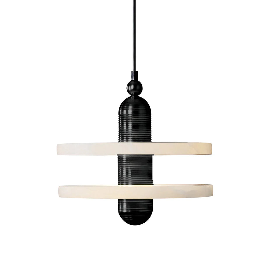 Comet Pendant Light in alabaster for Kitchen Island by AUVIELIGHT, Dia 28cm x H 20cm / ∅ 11″ x H 7.9″ / Black / Warm Light and 1 other sizes