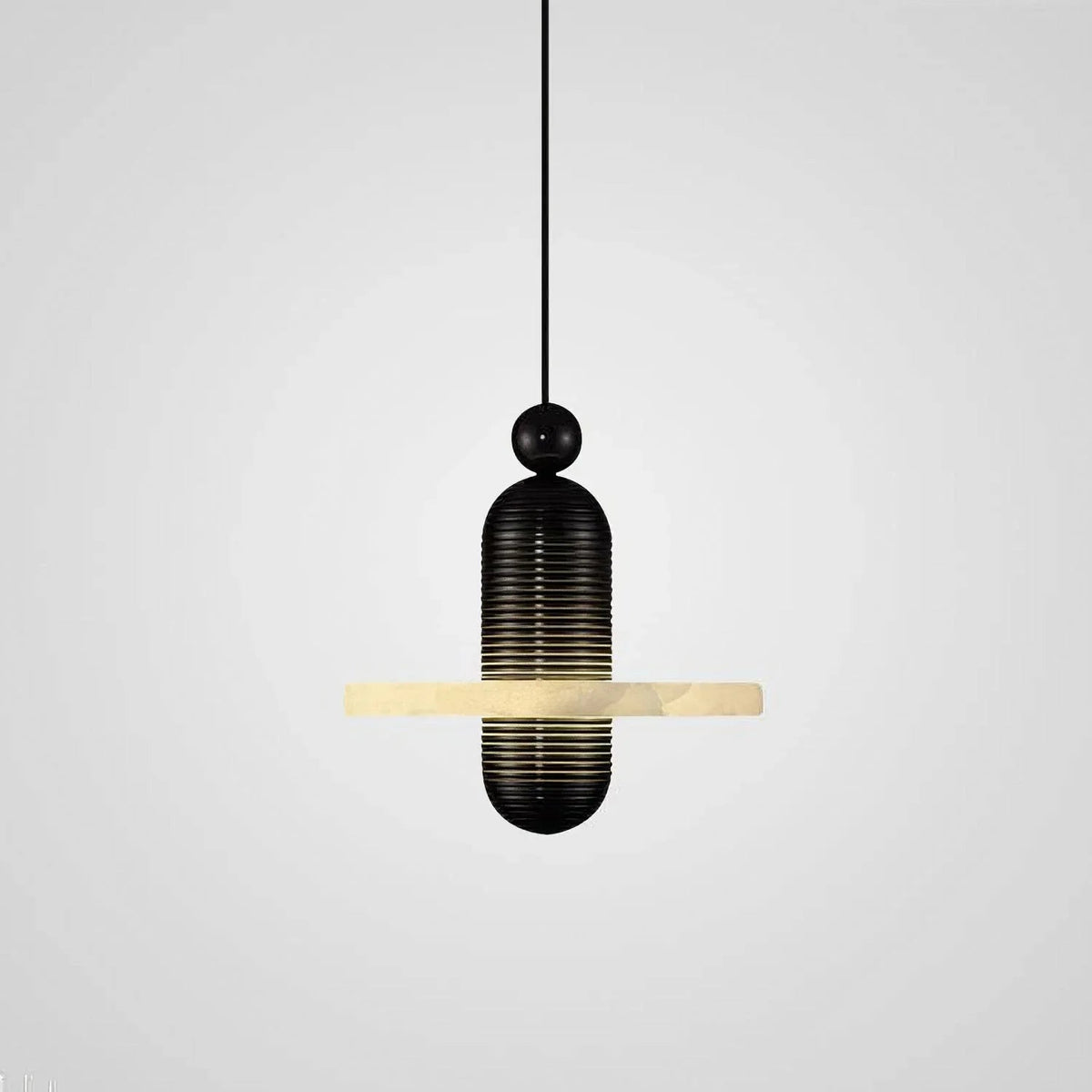 Comet Pendant Light in alabaster for Kitchen Island by AUVIELIGHT, Dia 18cm x H 15cm / ∅ 7.1″ x H 5.9″ / Black / Warm Light and 1 other sizes