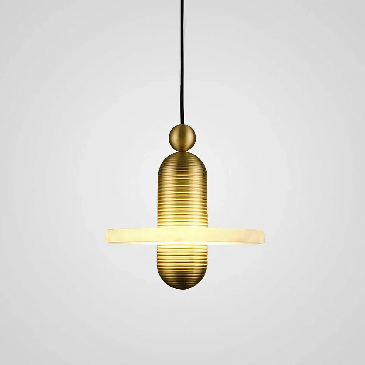 Comet Pendant Light in alabaster for Kitchen Island by AUVIELIGHT, Dia 18cm x H 15cm / ∅ 7.1″ x H 5.9″ / Gold / Warm Light and 1 other sizes