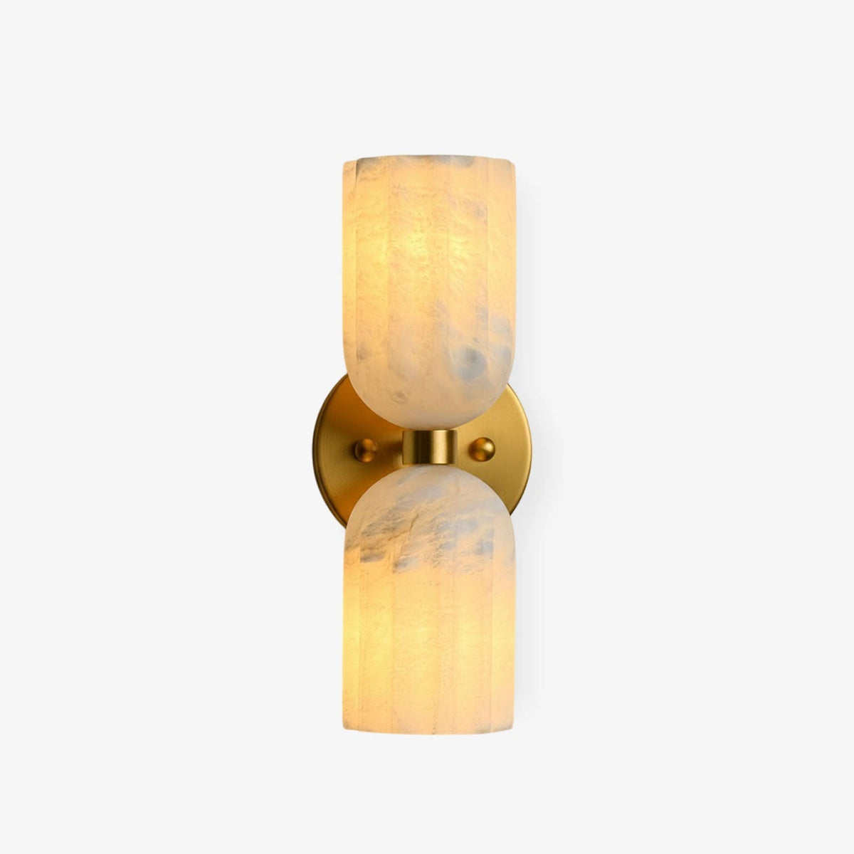 Lyra Ribbed Wall Sconce in alabaster for Hallway by AUVIELIGHT, ∅ 6.3”xH12.6" / Gold & White