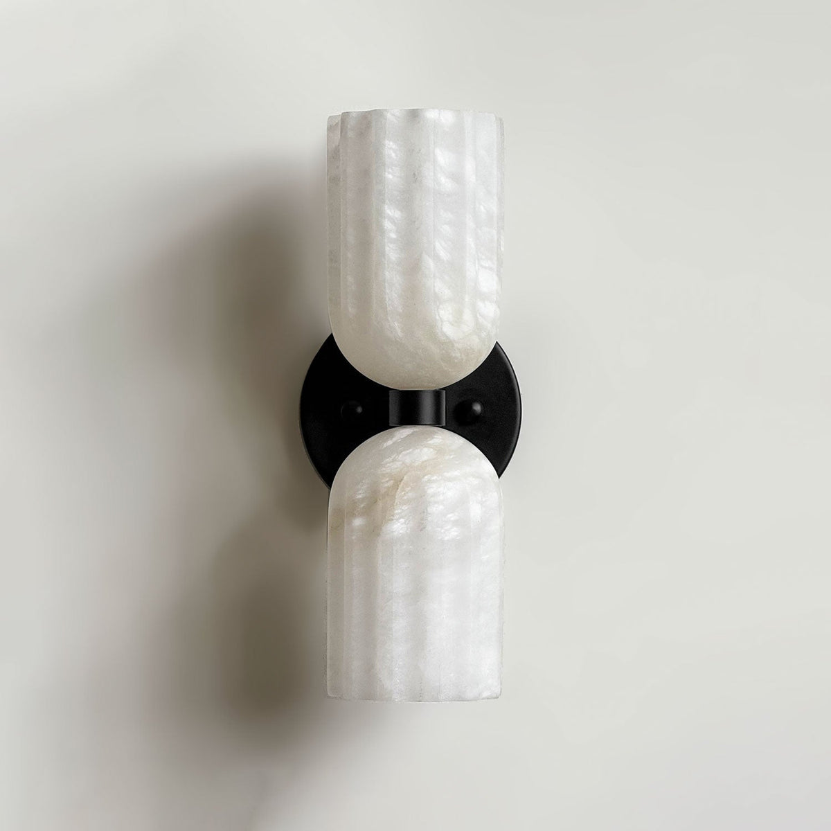 Lyra Ribbed Wall Sconce in alabaster for Hallway by AUVIELIGHT