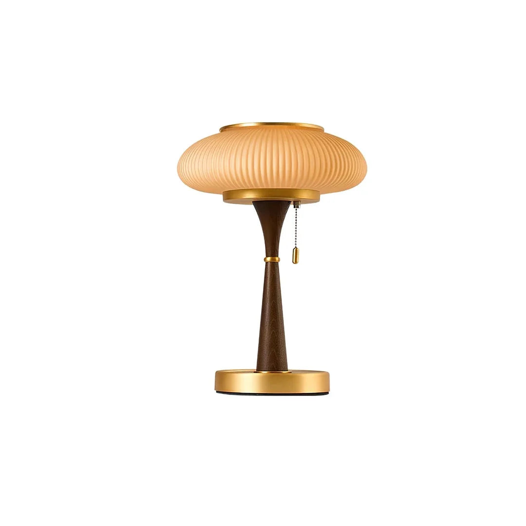 Matsutake Table Lamp for Living Room by AUVIELIGHT, ∅ 12.6" × H 16.9" (32 × 43 cm) / Walnut Color & Gold & Amber glass / AU Plug and 3 other