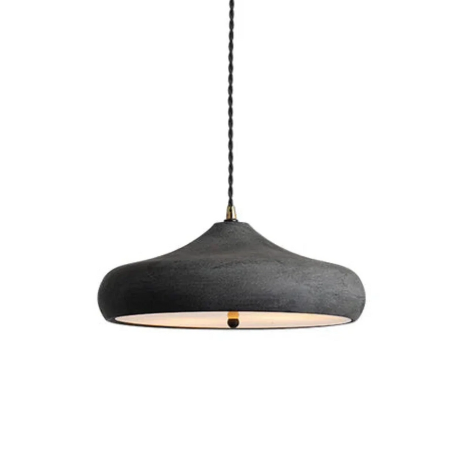 Matte Charcoal Pendant Light for Kitchen Island by AUVIELIGHT, 30cm x H 15cm / ∅ 11.8″ x H 5.9″ / Black / Warm Light
