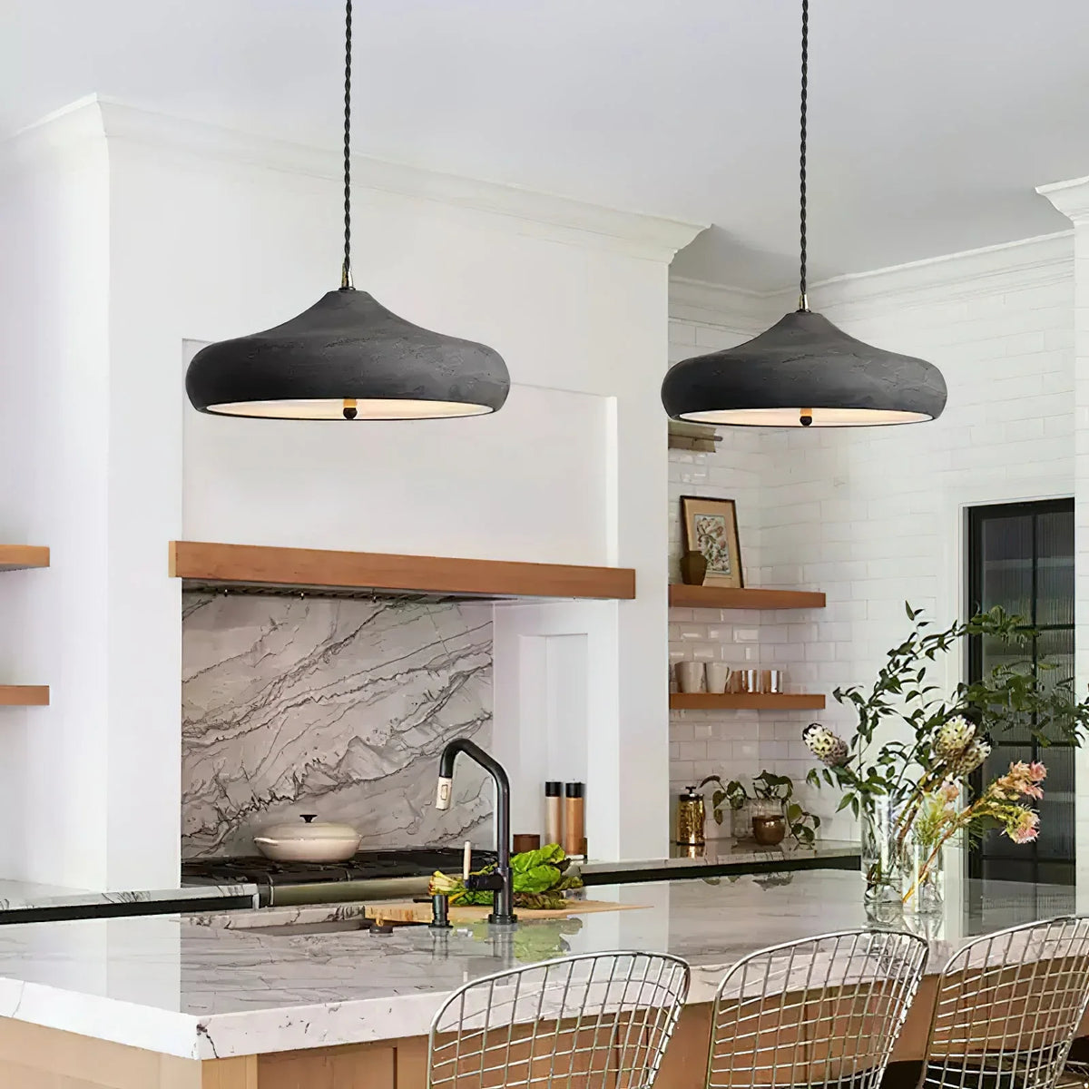 Matte Charcoal Pendant Light for Kitchen Island by AUVIELIGHT
