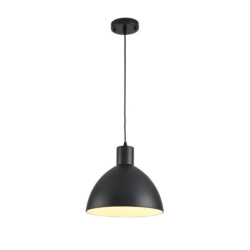 Matte Dome Pendant Light in metal for Kitchen Island by AUVIELIGHT, D 30.5cm x H 26cm / D 12″ x H 10.2″ / Black / Warm Light