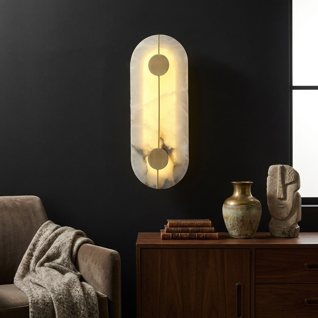 Meridian Wall Sconce in alabaster for Hallway by AUVIELIGHT