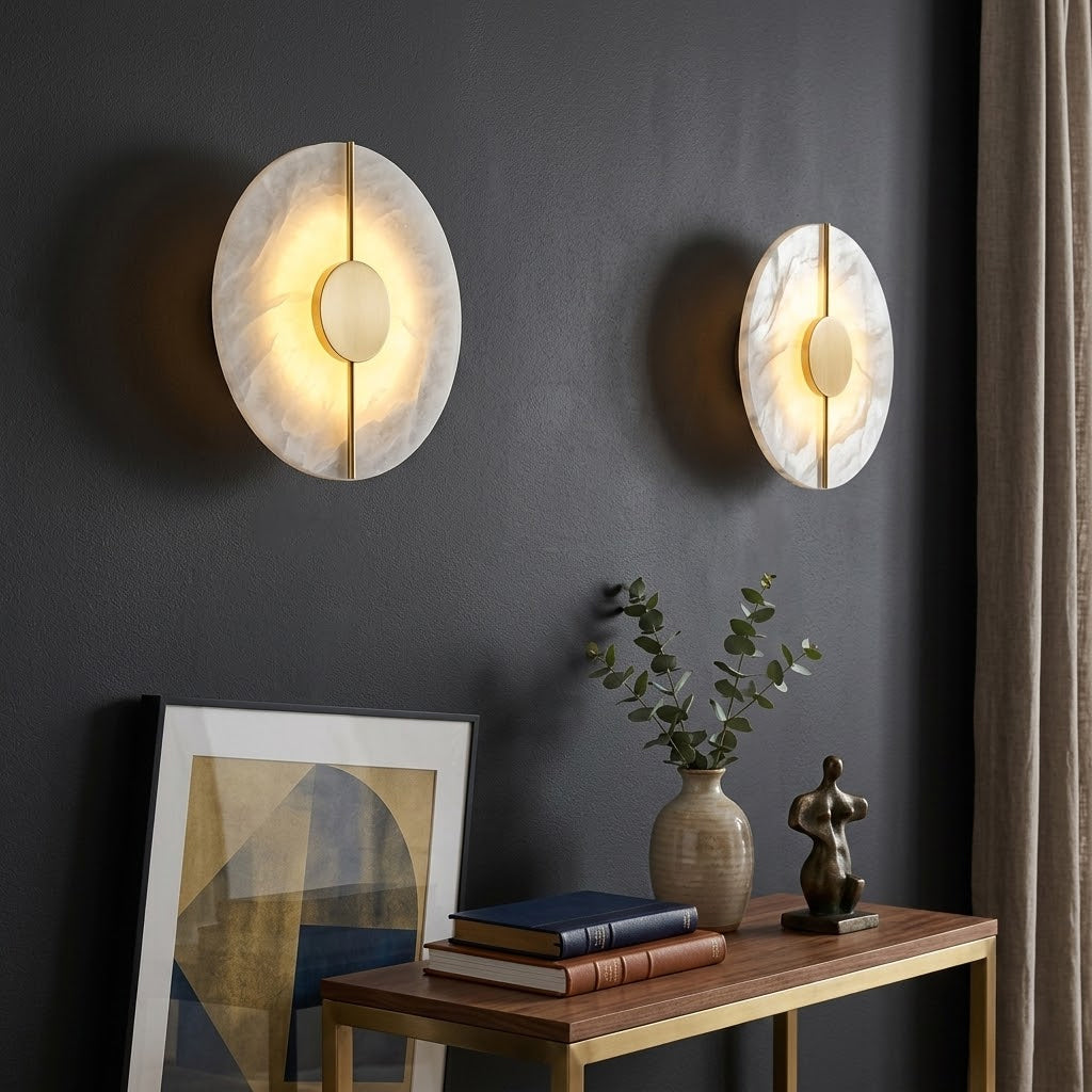 Meridian Wall Sconce in alabaster for Hallway by AUVIELIGHT