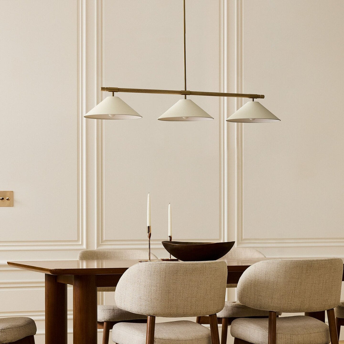 Merivale Linear Pendant Light in linen for Kitchen Island by AUVIELIGHT