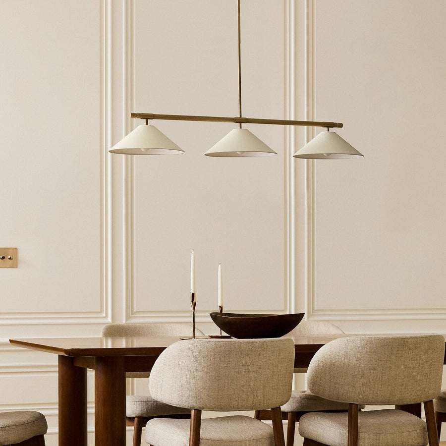 Merivale Linear Pendant Light in linen for Kitchen Island by AUVIELIGHT