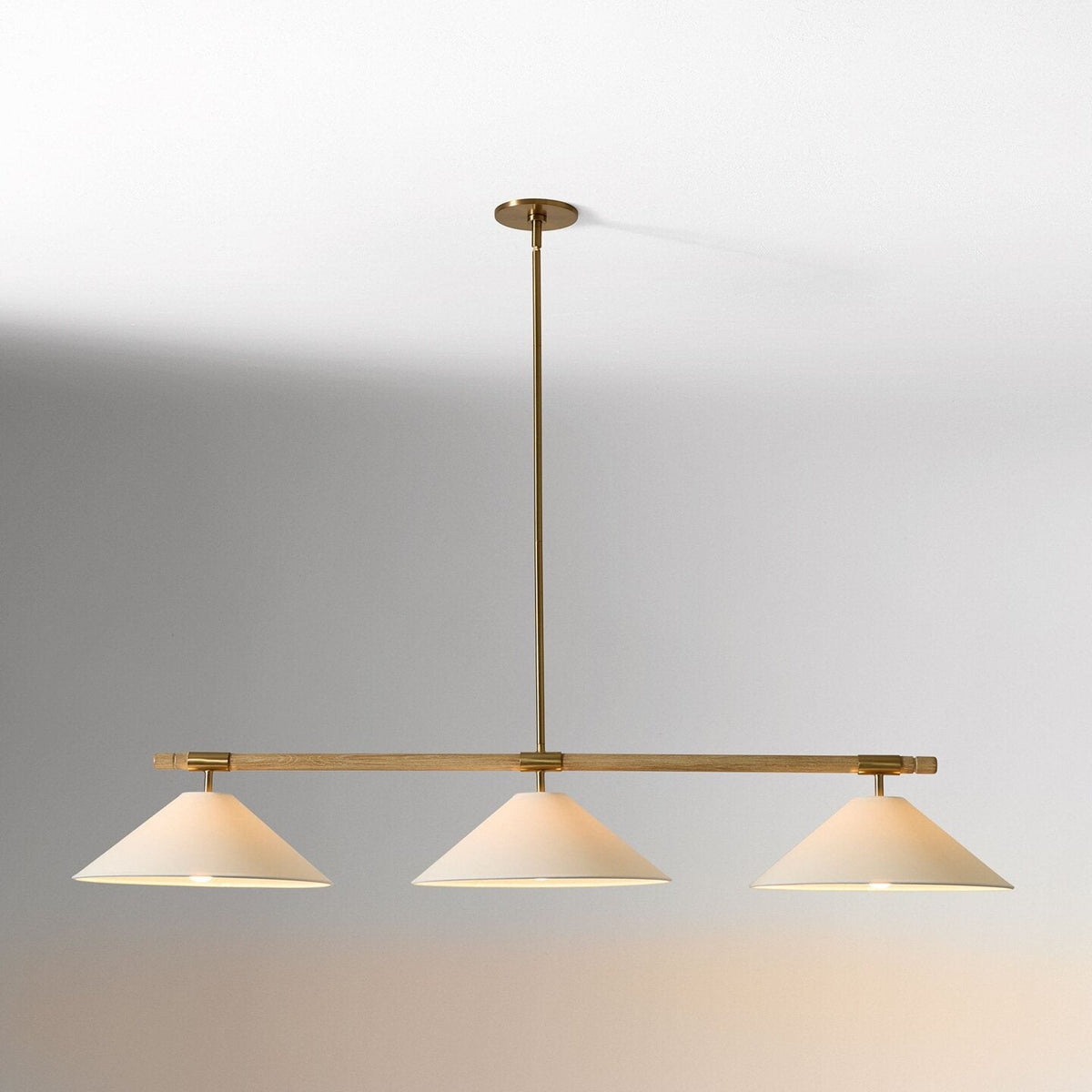 Merivale Linear Pendant Light in linen for Kitchen Island by AUVIELIGHT