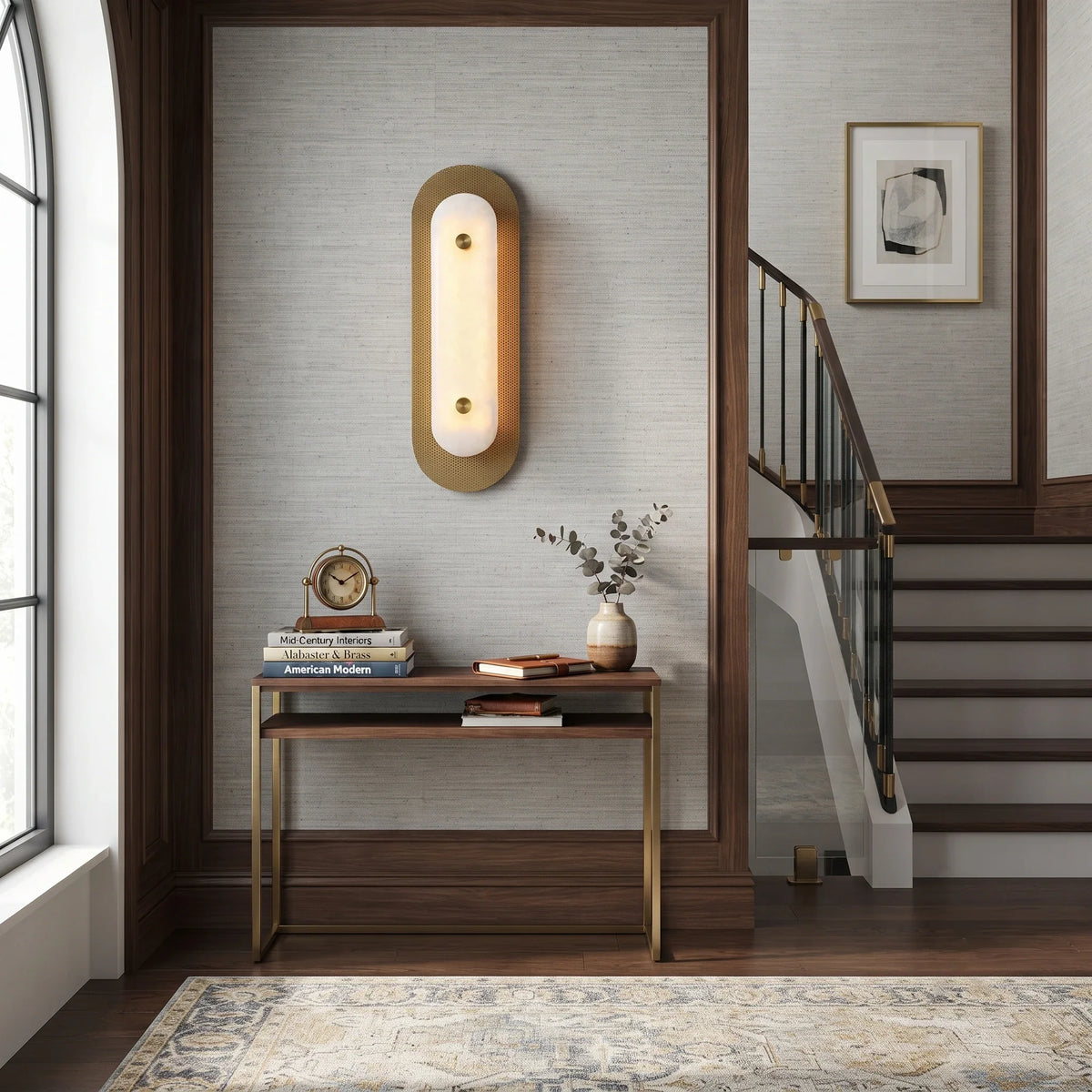 Mesh Wall Light in alabaster for Hallway by AUVIELIGHT