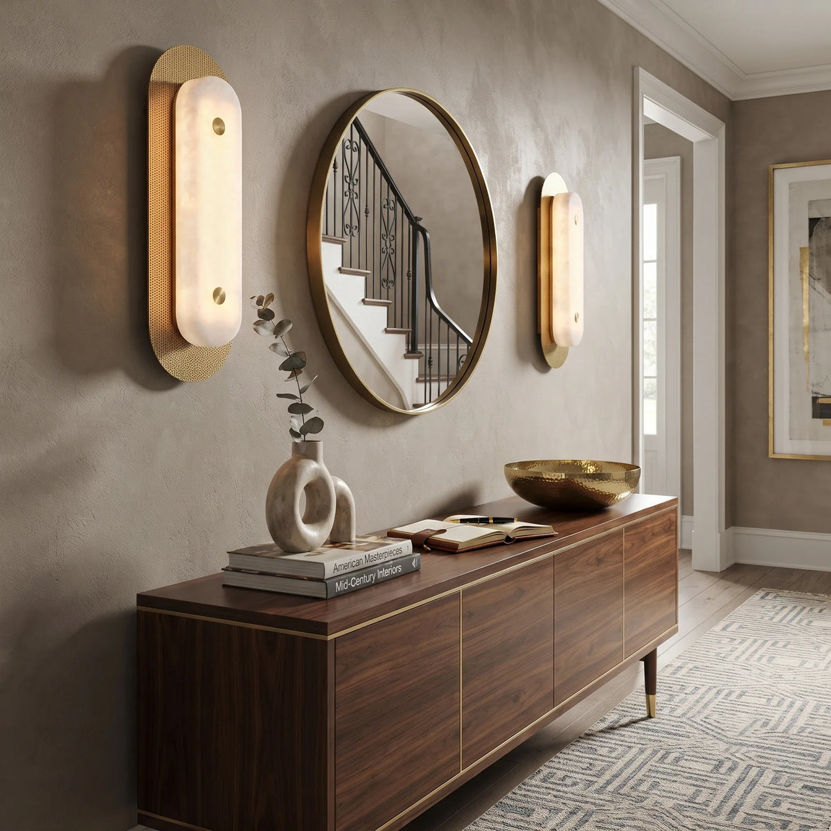 Mesh Wall Light in alabaster for Hallway by AUVIELIGHT