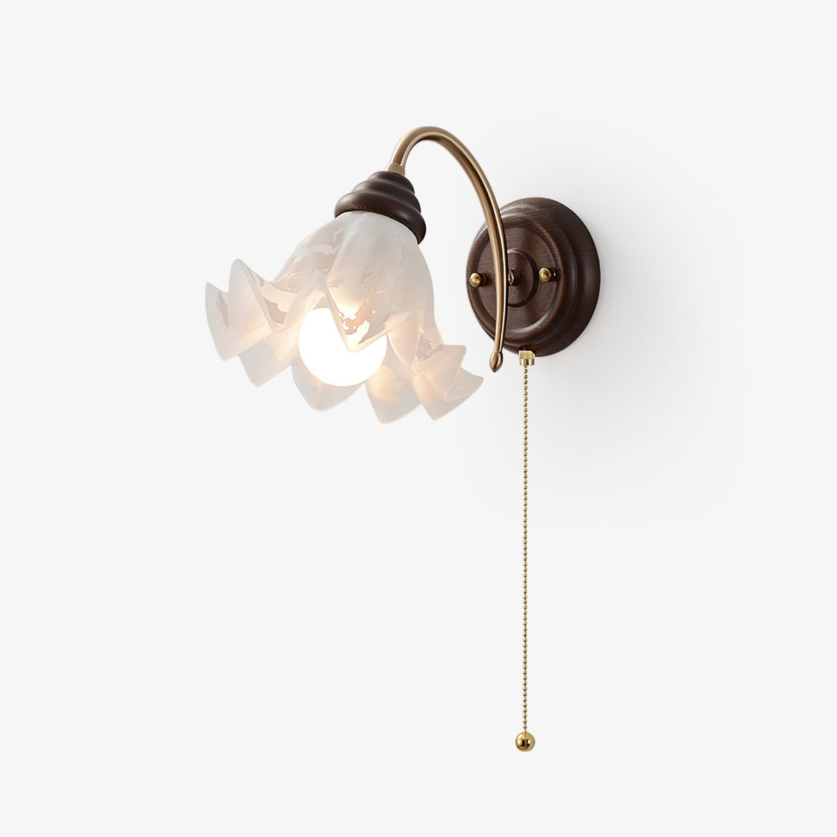 Flower Wall Sconce in glass for Hallway by AUVIELIGHT, ∅ 7.5"xH8.7" / Walnut Color & White