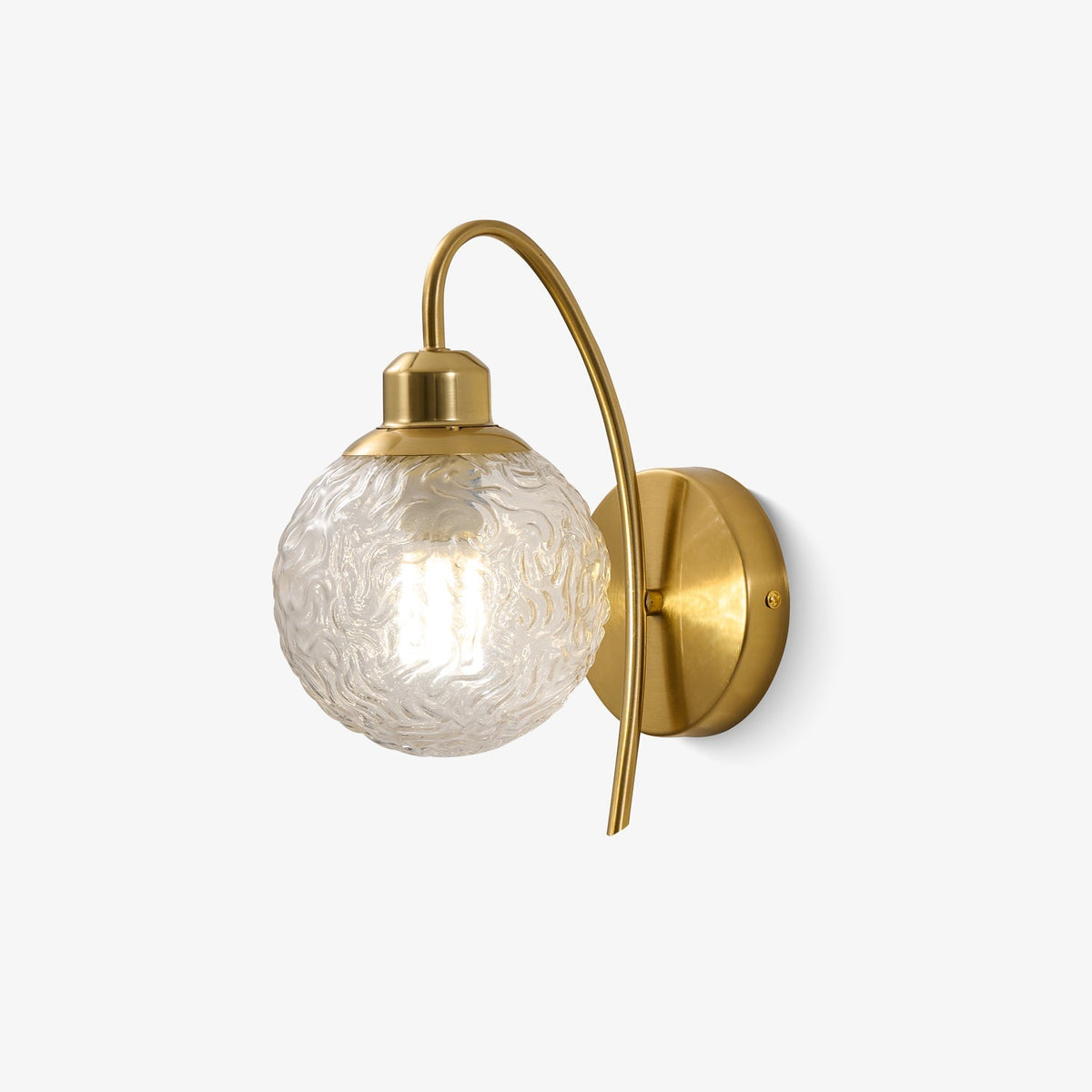 Ripple Wall Light in glass for Hallway by AUVIELIGHT, L8.7"xW 5.9"xH10.2" / Gold &Clear