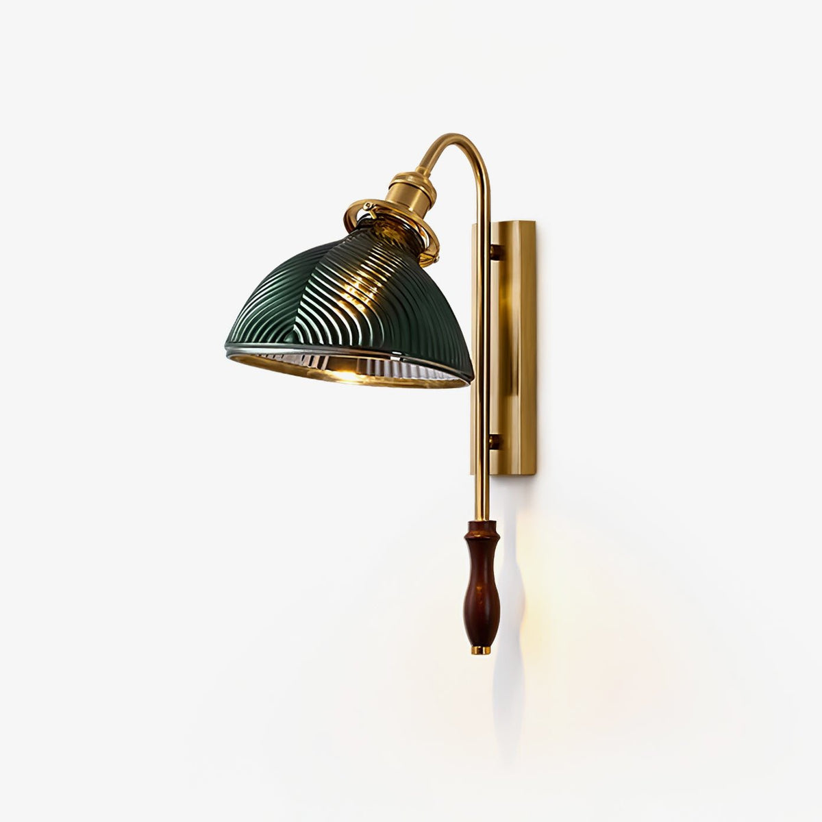 Verde Ribbed Wall Sconce in ribbed glass for Hallway by AUVIELIGHT, ∅ 6.9" x H 16.1" / Gold & Green