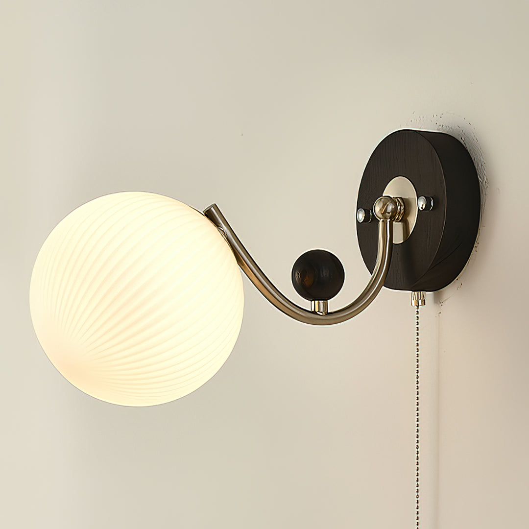 Modern Wall Sconce in glass for Hallway by AUVIELIGHT, Model D ∅ 13" x W 5.9" xH8.3" (White) / Nickel & Black