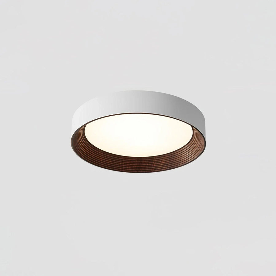 Ring Flush Mount in acrylic for Low Ceilings by AUVIELIGHT, ∅ 13.8" x H 3.9” / Dia 35cm x H 10cm / Black walnut color & White / Warm Light