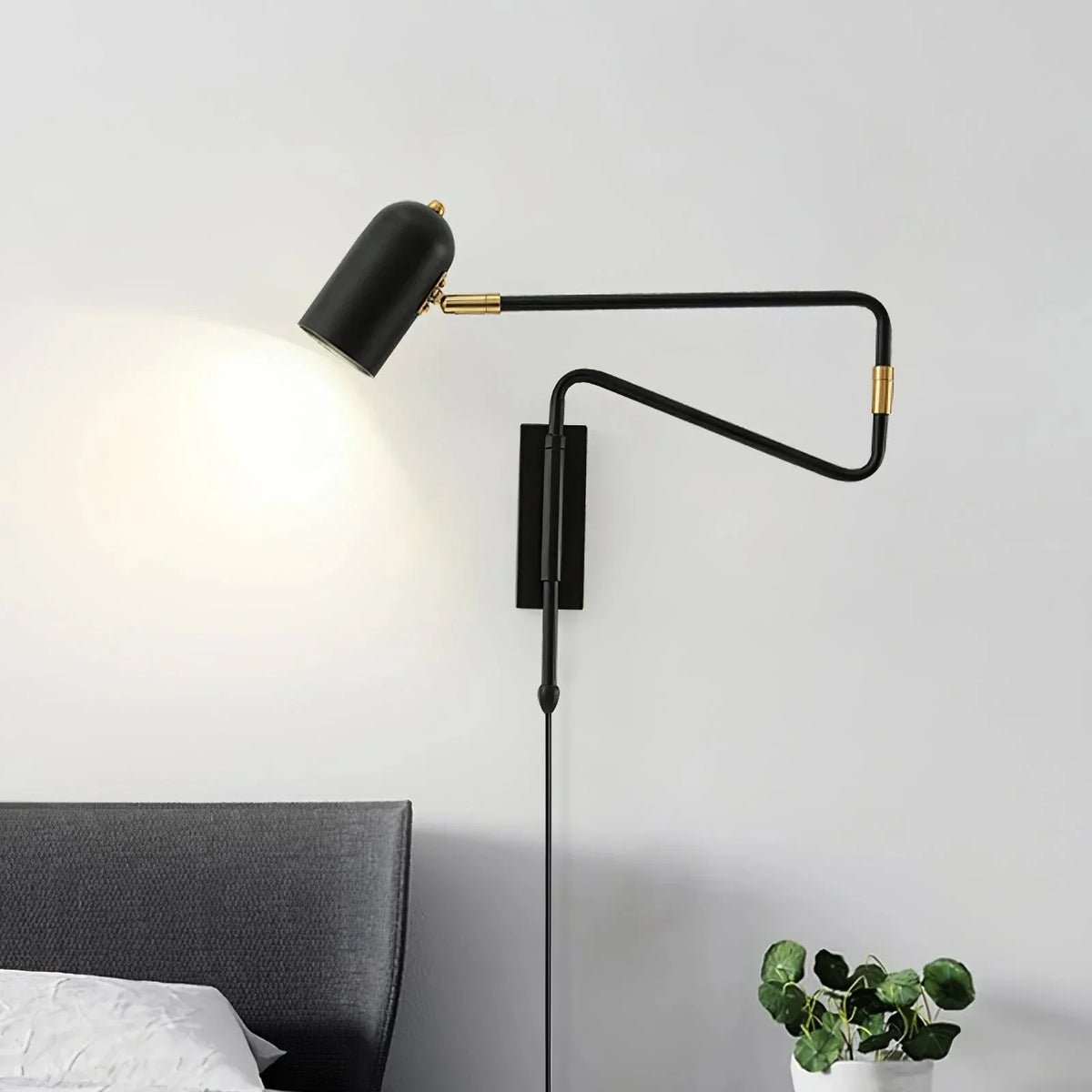 Modern Wall Sconce in metal for Hallway by AUVIELIGHT, Model A L 16.5" x H 15.7" / L 42cm x H 40cm / Black & Gold / AU Plug and 3 other sizes