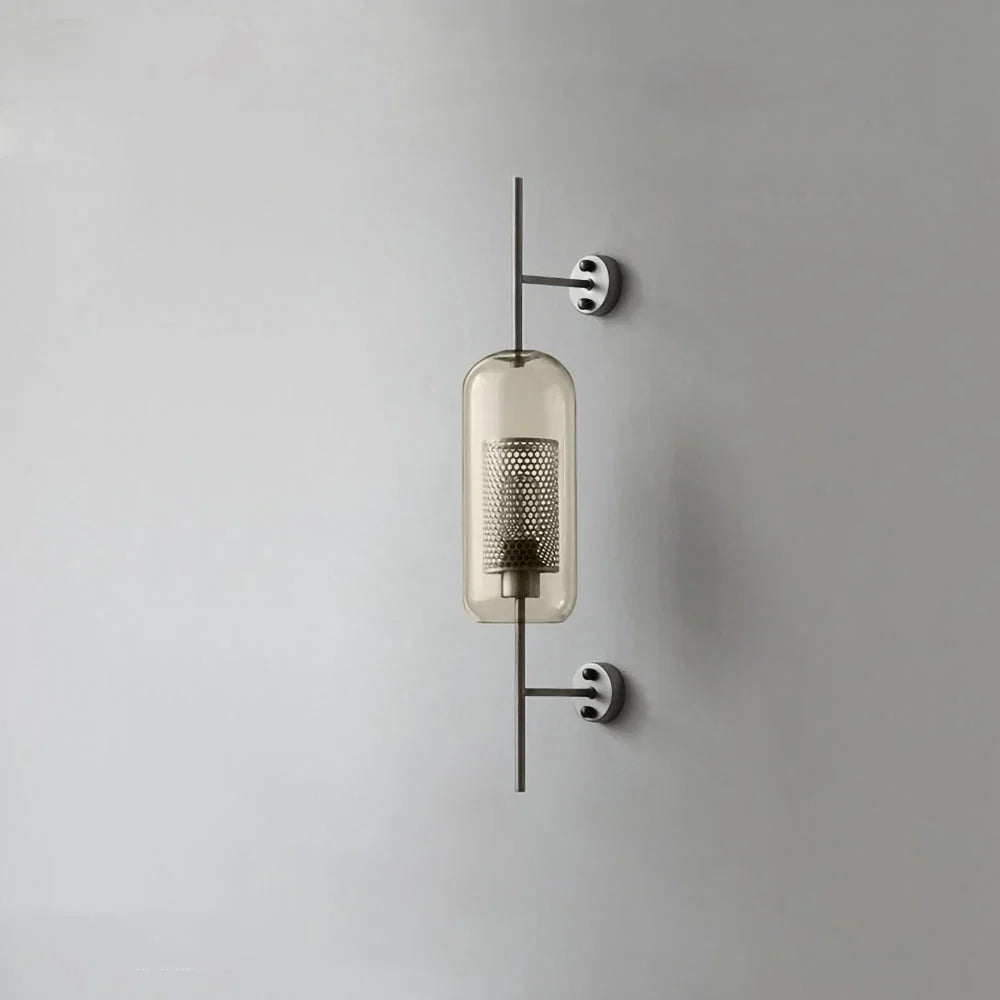 Cylindrical Wall Sconce in glass for Hallway by AUVIELIGHT, ∅  5.1" x H 26.4" / Dia 13cm x H 67cm / Silver / Amber and 1 other sizes