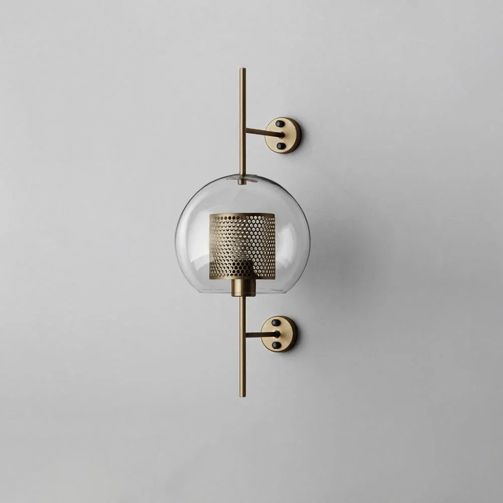 Cylindrical Wall Sconce in glass for Hallway by AUVIELIGHT, ∅ 7.9" x H 21.6" / Dia 20cm x H 55cm / Copper plating / Clear and 1 other sizes