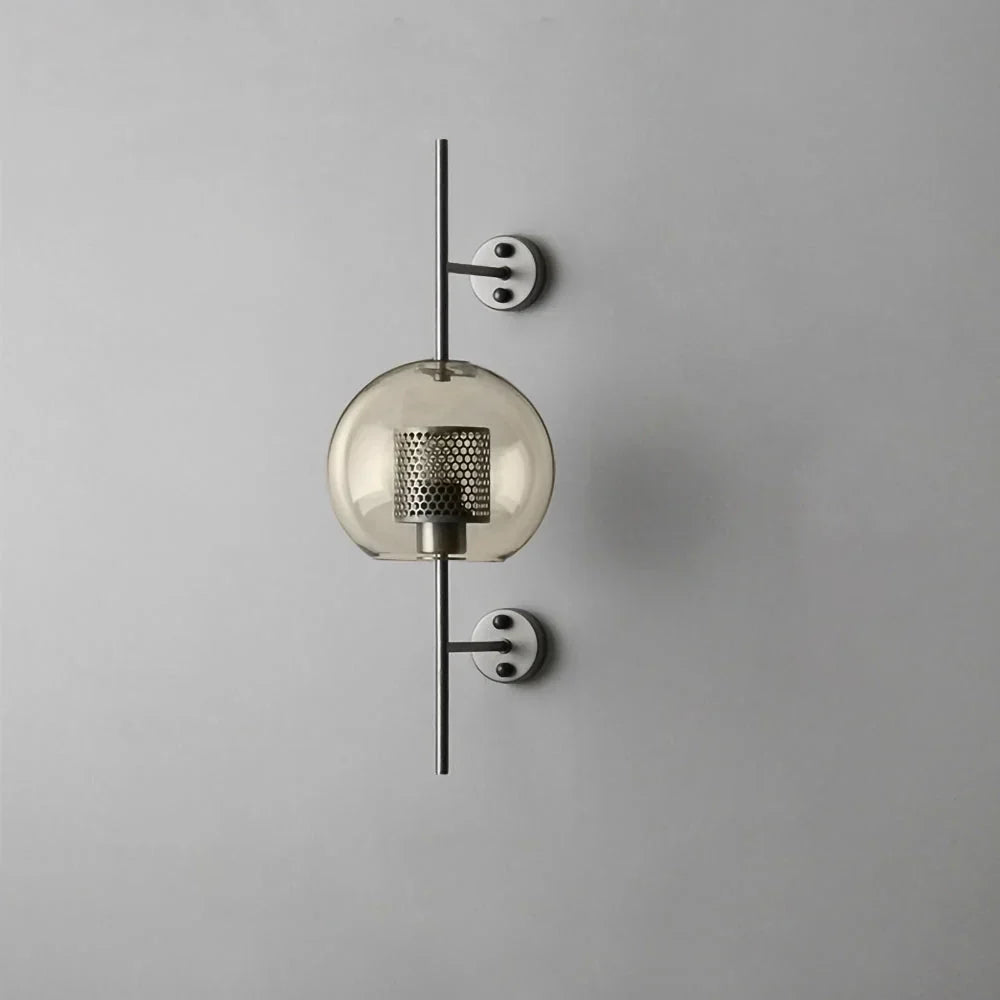 Cylindrical Wall Sconce in glass for Hallway by AUVIELIGHT, ∅ 7.9" x H 21.6" / Dia 20cm x H 55cm / Silver / Amber and 1 other sizes