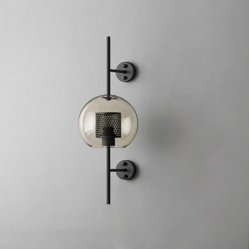 Cylindrical Wall Sconce in glass for Hallway by AUVIELIGHT, ∅ 7.9" x H 21.6" / Dia 20cm x H 55cm / Black / Amber and 1 other sizes