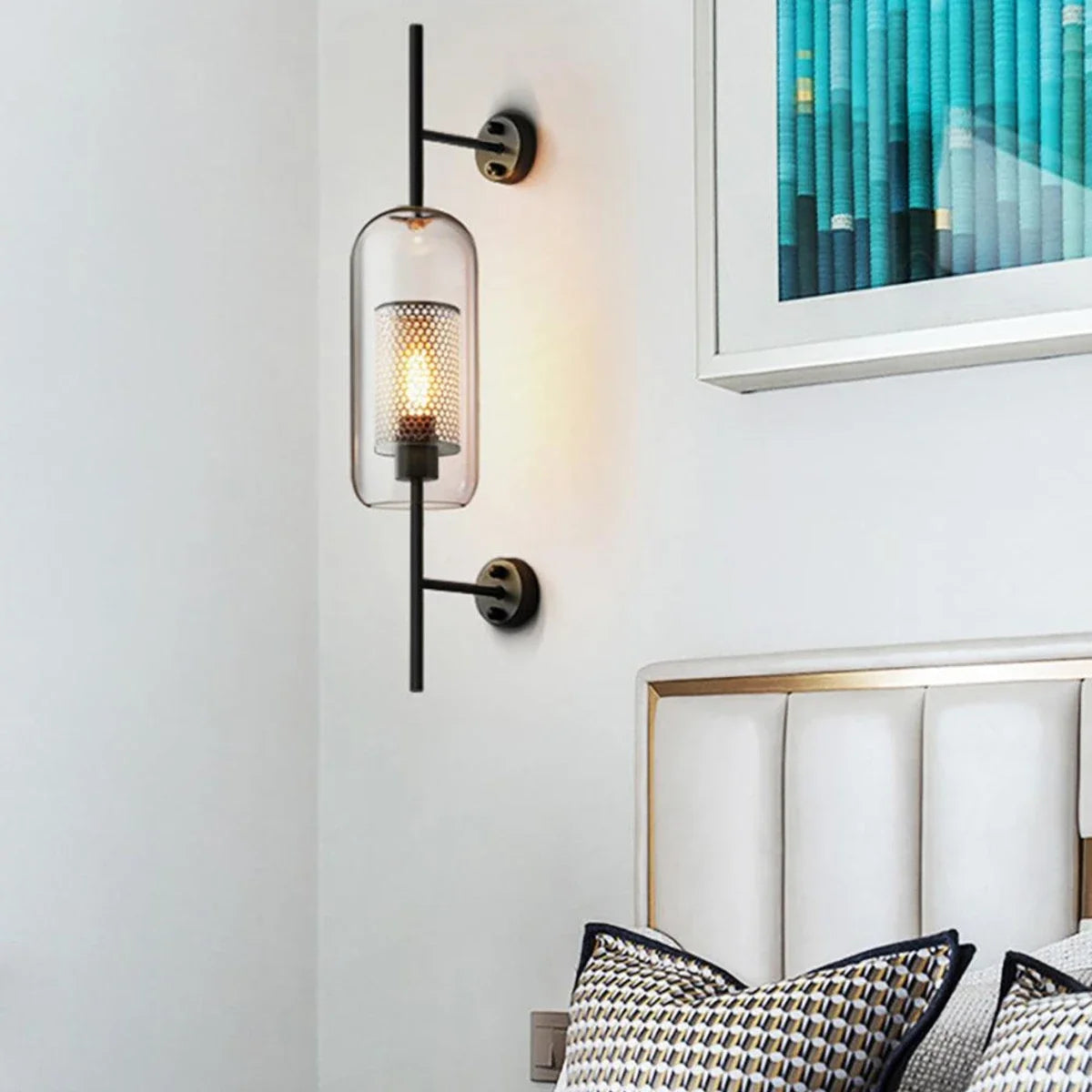 Cylindrical Wall Sconce in glass for Hallway by AUVIELIGHT