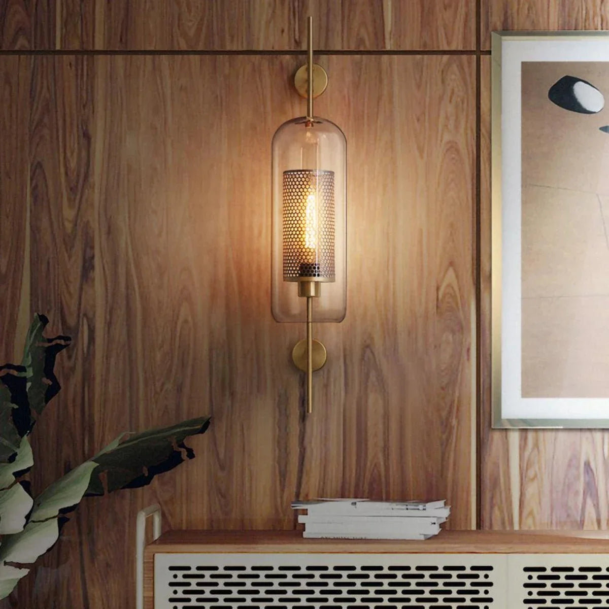 Cylindrical Wall Sconce in glass for Hallway by AUVIELIGHT