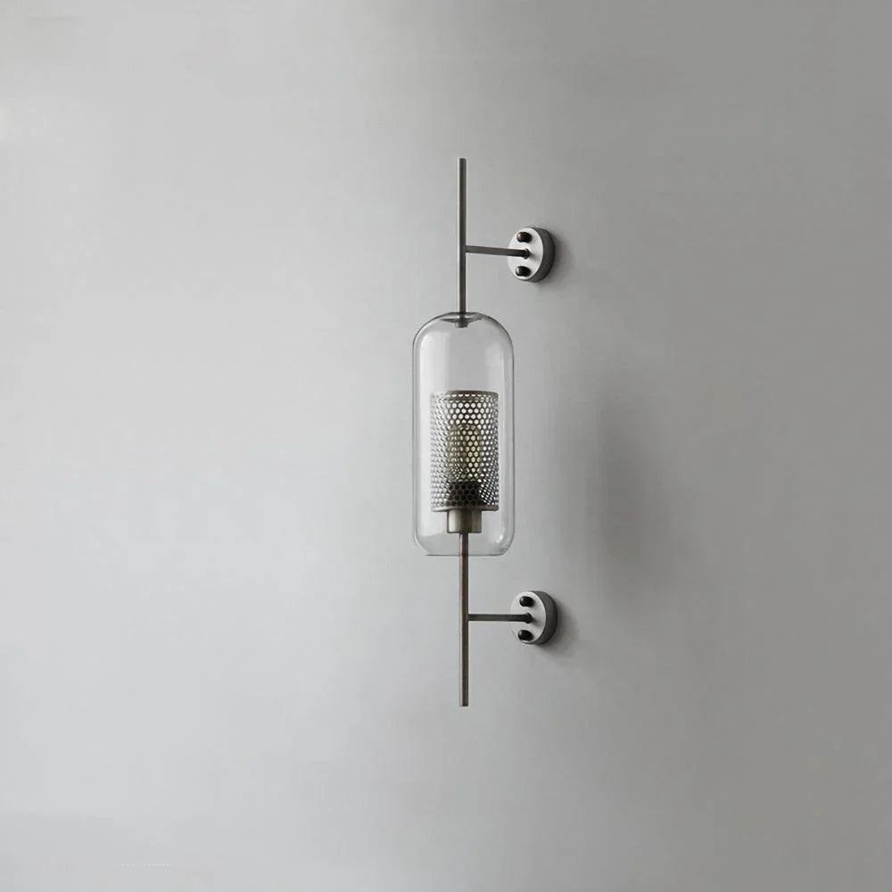 Cylindrical Wall Sconce in glass for Hallway by AUVIELIGHT, ∅  5.1" x H 26.4" / Dia 13cm x H 67cm / Silver / Clear and 1 other sizes
