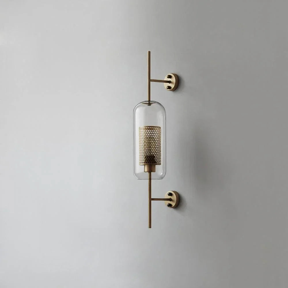 Cylindrical Wall Sconce in glass for Hallway by AUVIELIGHT, ∅  5.1" x H 26.4" / Dia 13cm x H 67cm / Copper plating / Clear and 1 other sizes