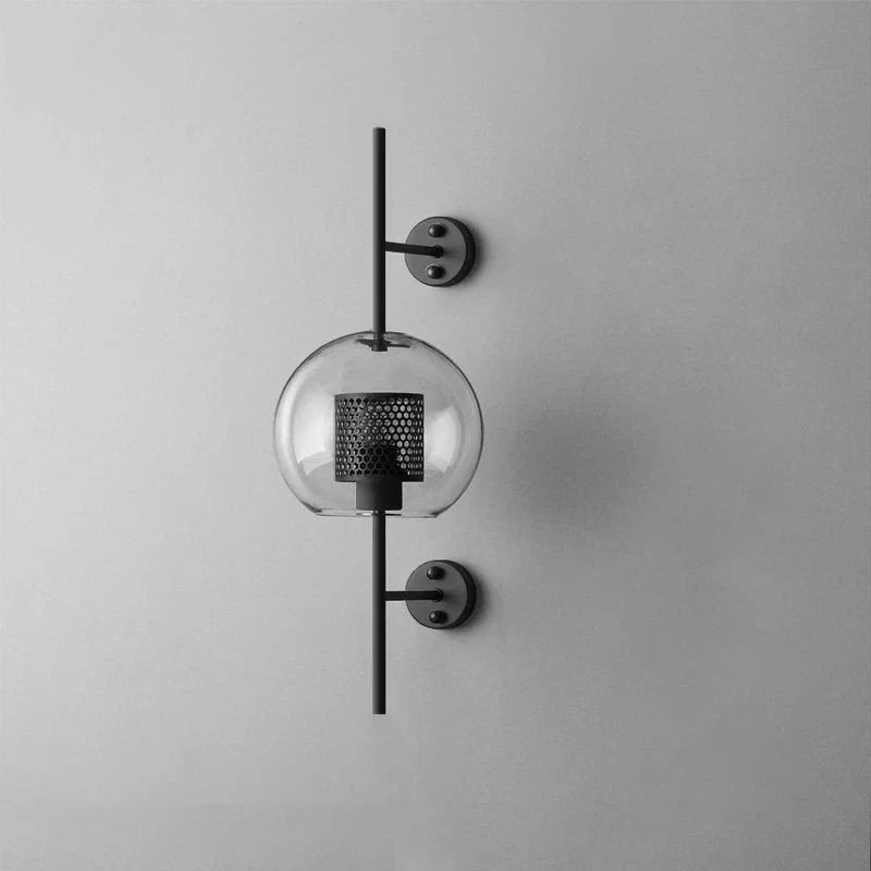 Cylindrical Wall Sconce in glass for Hallway by AUVIELIGHT, ∅ 7.9" x H 21.6" / Dia 20cm x H 55cm / Black / Clear and 1 other sizes