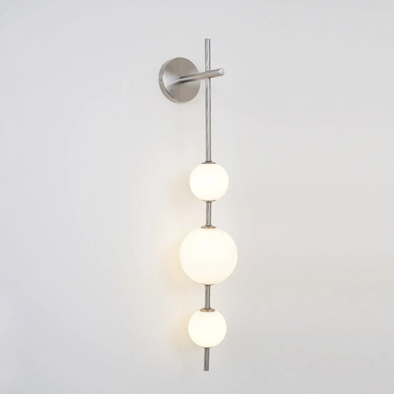 Globe Linear Wall Sconce in glass for Hallway by AUVIELIGHT, ∅ 5.9" x H 33.5" / Dia 15cm x H 85cm / Nickel & Glass ball / Warm Light and 1 other