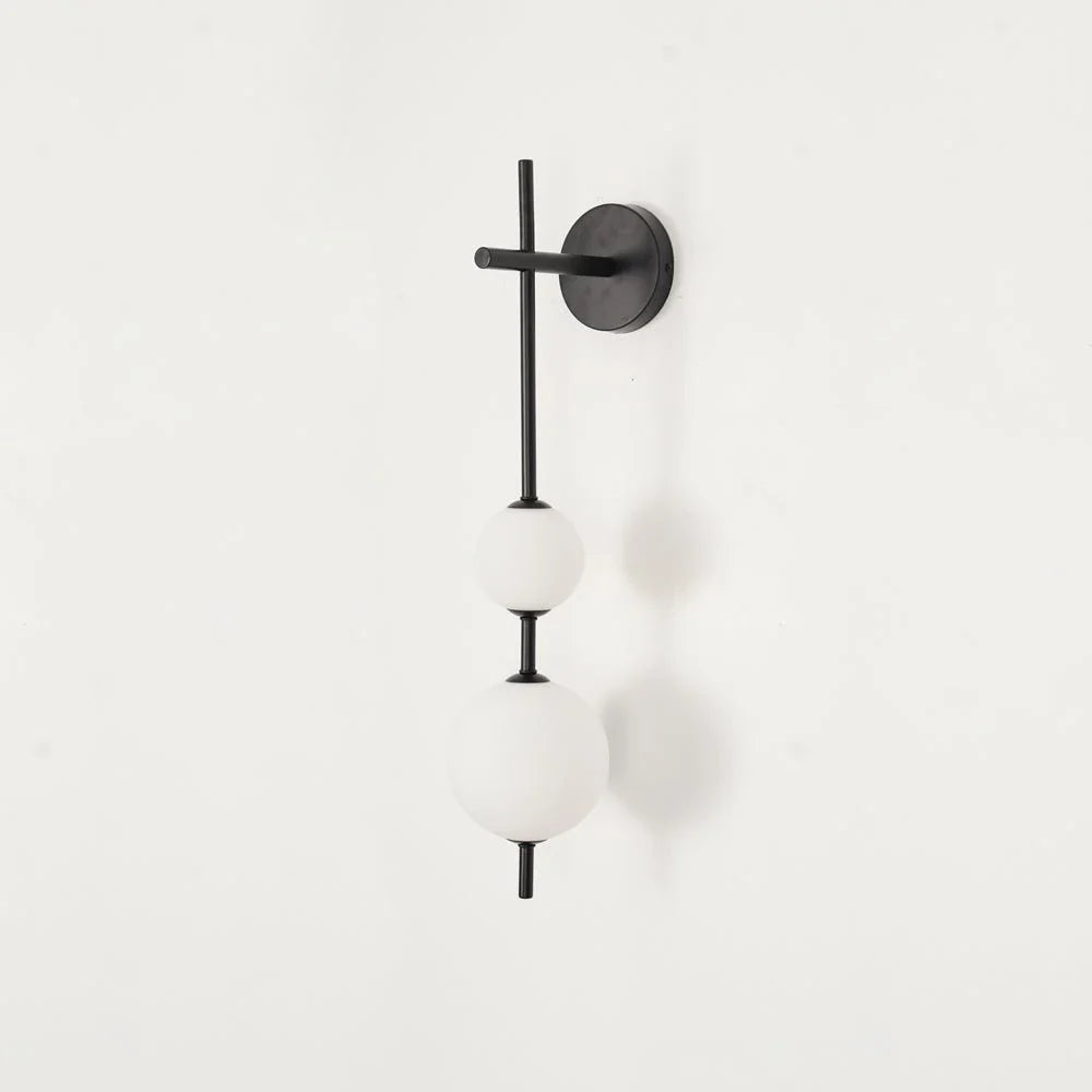 Globe Linear Wall Sconce in glass for Hallway by AUVIELIGHT, ∅ 5.9" x H 25.6" / Dia 15cm x H 65cm / Black & Glass ball / Warm Light and 1 other