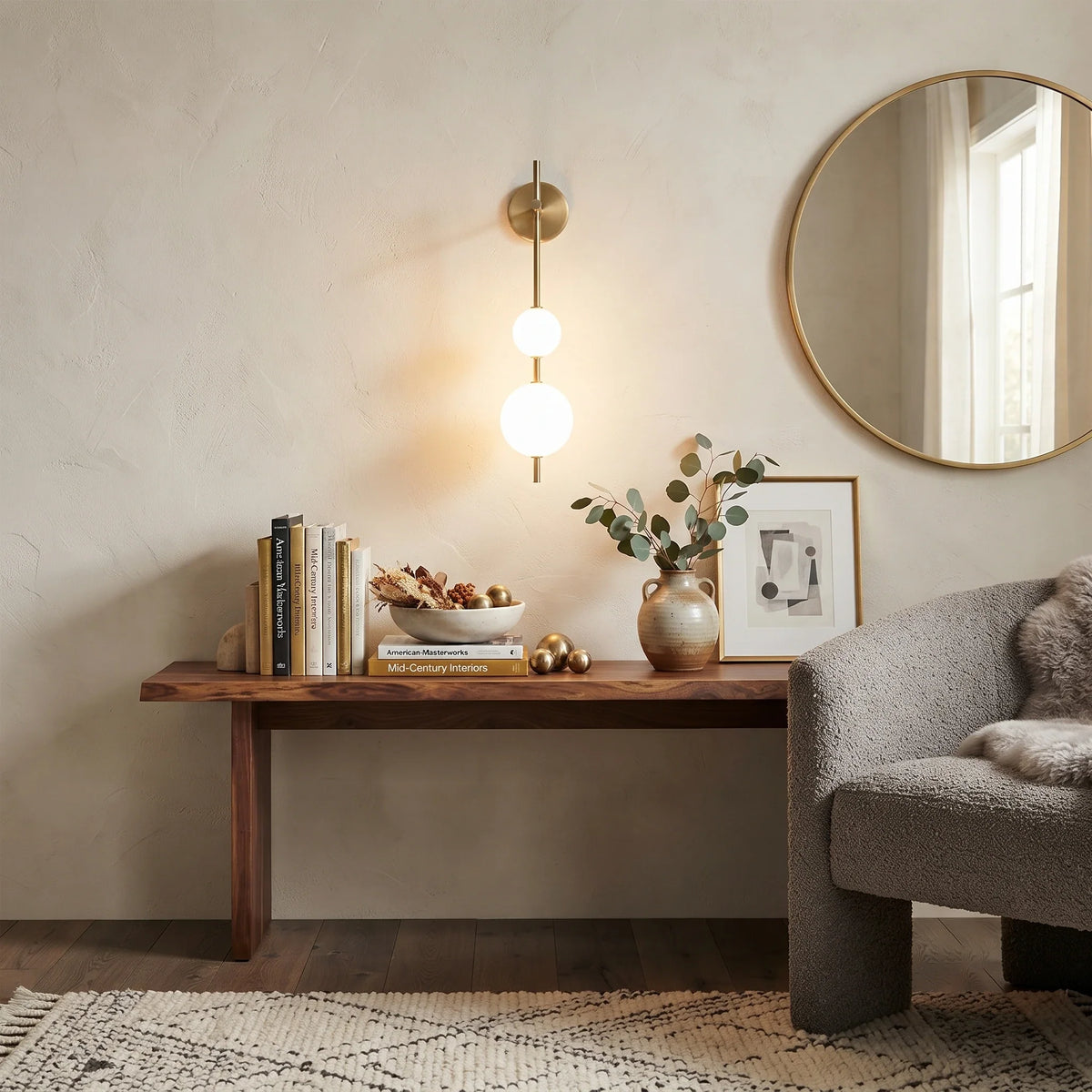 Globe Linear Wall Sconce in glass for Hallway by AUVIELIGHT