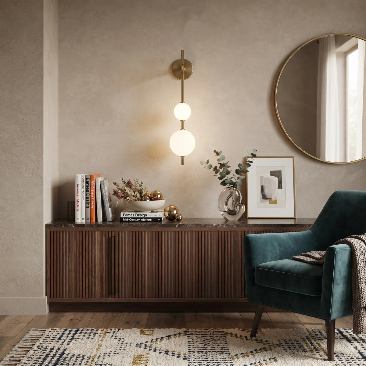 Globe Linear Wall Sconce in glass for Hallway by AUVIELIGHT