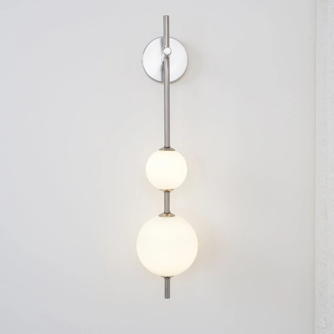 Globe Linear Wall Sconce in glass for Hallway by AUVIELIGHT, ∅ 5.9" x H 25.6" / Dia 15cm x H 65cm / Nickel & Glass ball / Warm Light and 1 other