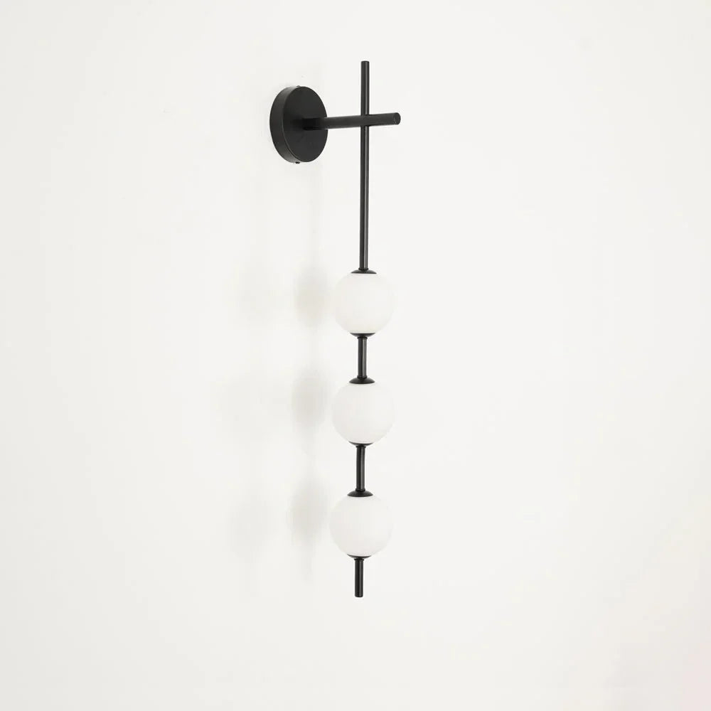 Globe Linear Wall Sconce in glass for Hallway by AUVIELIGHT, ∅ 3.9" x H 30.7" / Dia 10cm x H 78cm / Black & Glass ball / Warm Light and 1 other