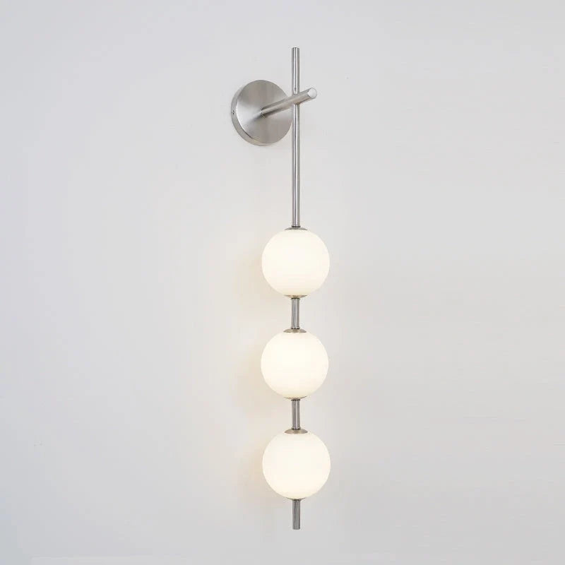 Globe Linear Wall Sconce in glass for Hallway by AUVIELIGHT, ∅ 3.9" x H 30.7" / Dia 10cm x H 78cm / Nickel & Glass ball / Warm Light and 1 other