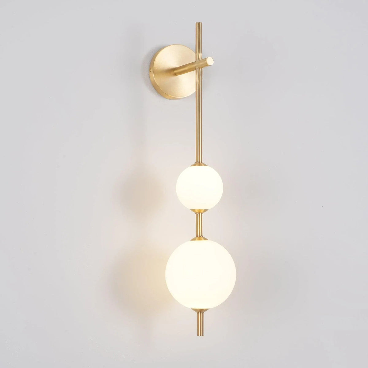 Globe Linear Wall Sconce in glass for Hallway by AUVIELIGHT, ∅ 5.9" x H 25.6" / Dia 15cm x H 65cm / Brass & Glass ball / Warm Light and 1 other