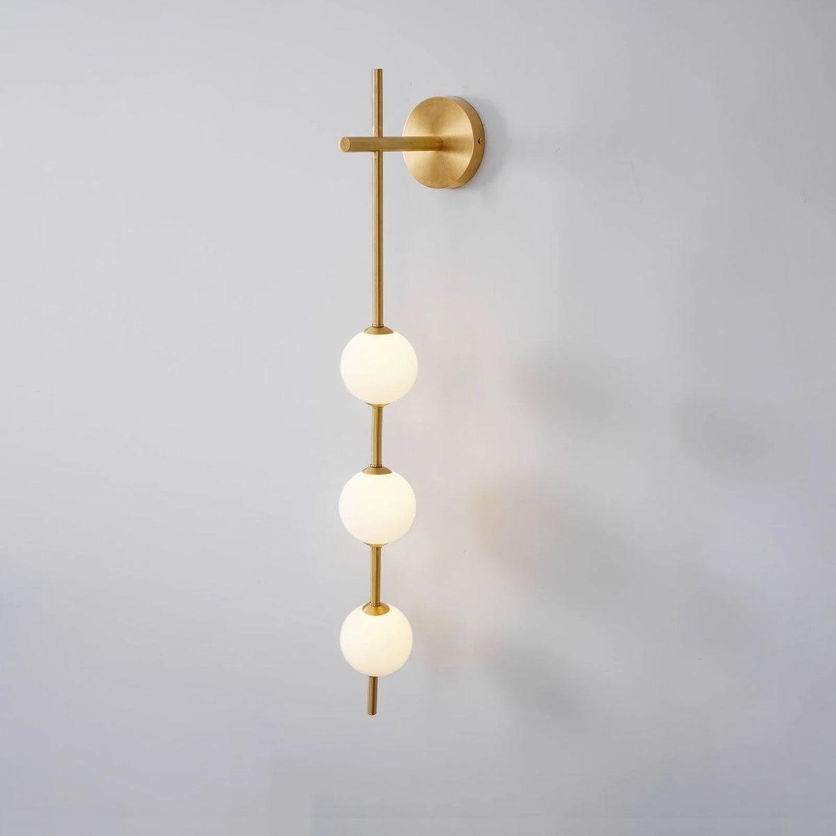 Globe Linear Wall Sconce in glass for Hallway by AUVIELIGHT, ∅ 3.9" x H 30.7" / Dia 10cm x H 78cm / Brass & Glass ball / Warm Light and 1 other