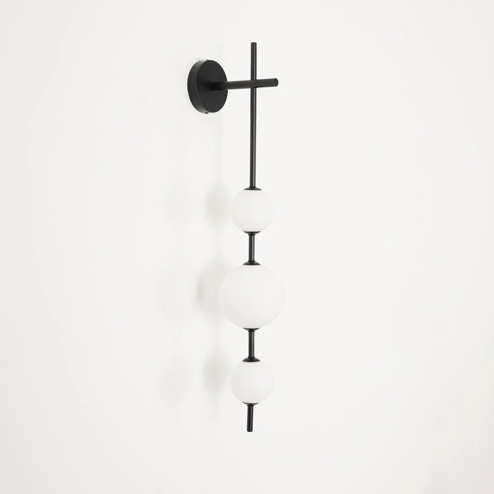 Globe Linear Wall Sconce in glass for Hallway by AUVIELIGHT, ∅ 5.9" x H 33.5" / Dia 15cm x H 85cm / Black & Glass ball / Warm Light and 1 other