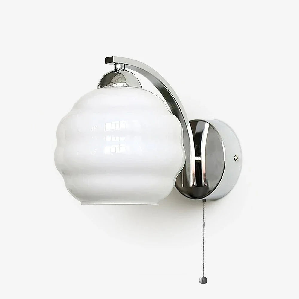 Globe Wall Sconce in glass for Hallway by AUVIELIGHT, ∅ 5.9" x H 6.3" /Dia 15cm x H 16cm / Chrome+White