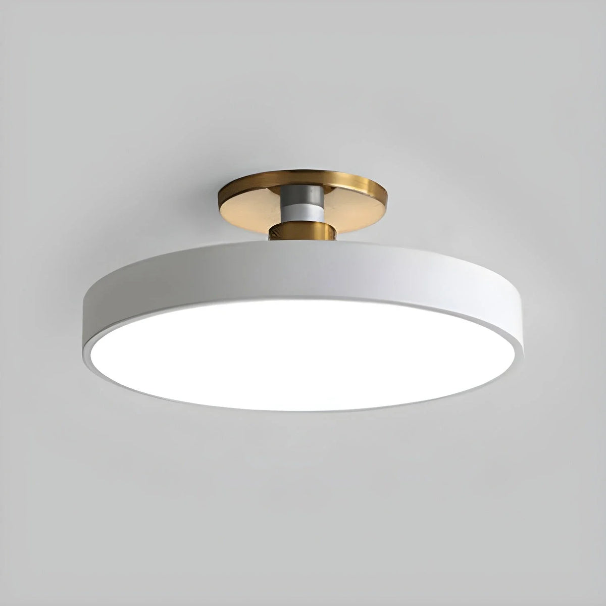 Round Flush Mount in metal for Low Ceilings by AUVIELIGHT, ∅ 11.8" x H 5.1" / White / Warm Light and 1 other sizes