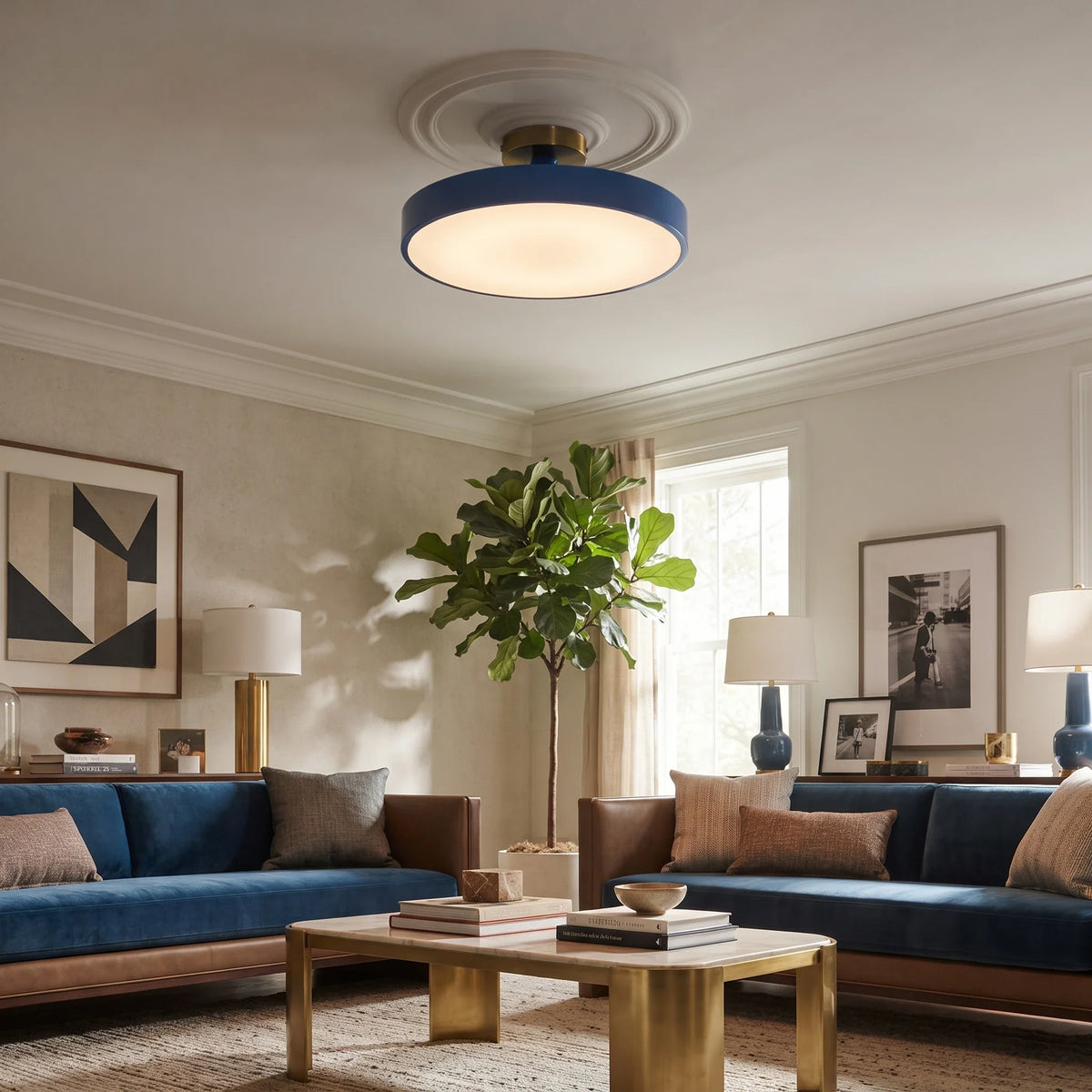 Round Flush Mount in metal for Low Ceilings by AUVIELIGHT
