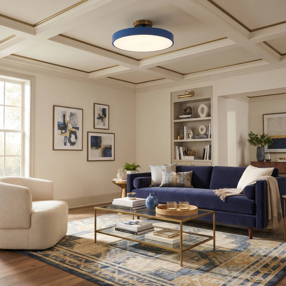 Round Flush Mount in metal for Low Ceilings by AUVIELIGHT