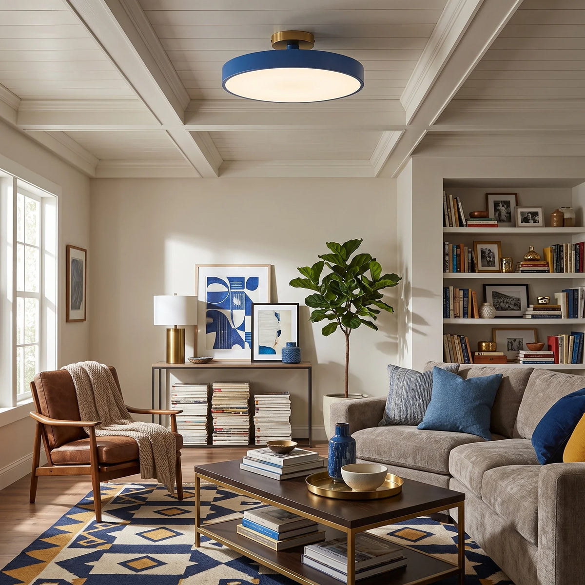 Round Flush Mount in metal for Low Ceilings by AUVIELIGHT
