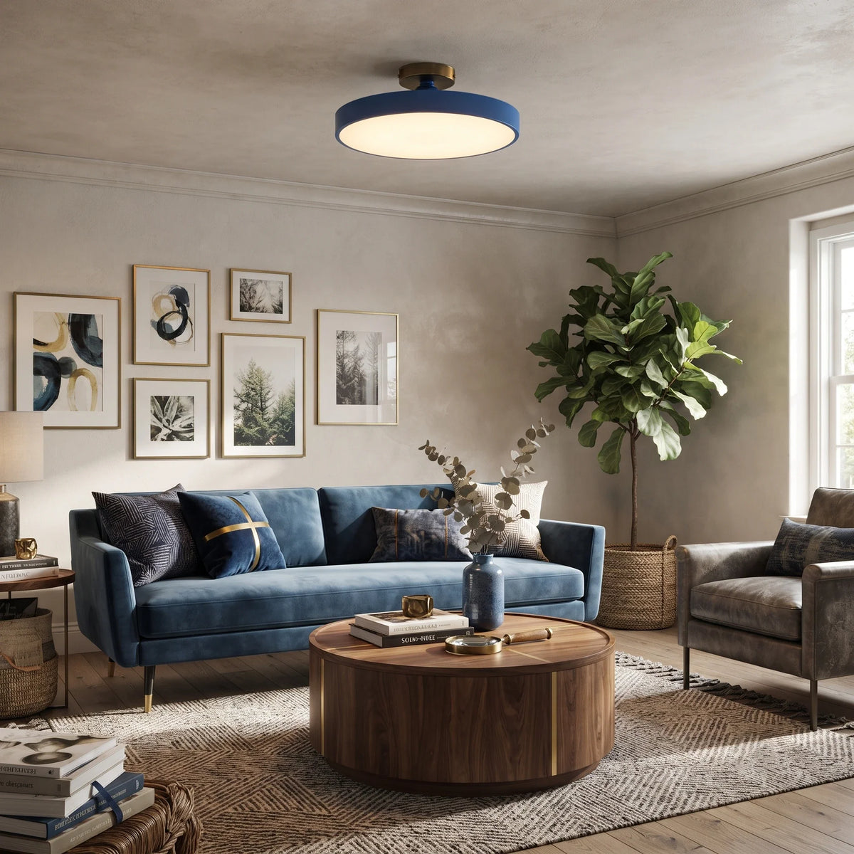 Round Flush Mount in metal for Low Ceilings by AUVIELIGHT